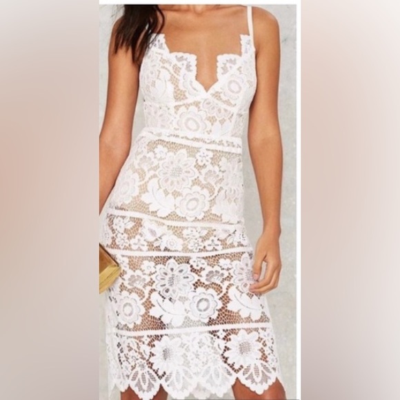 Dresses & Skirts - White Lace Overlay Sundress with Built in Bodysuit